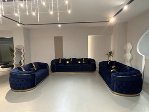 Fast Delivery High Quality Sectional Loveseat Comfortable Modern Blue Velvet Couch Fabric Sofa for Living Room <strong>Furniture</strong> - Product Image 6