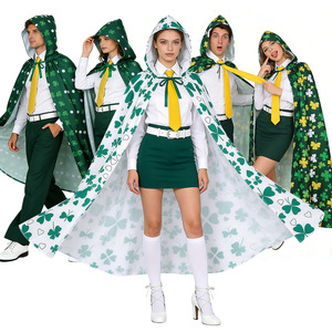 Yi Xiaoyi Capa con Capucha para el Día de San Patricio, Disfraz Unisex para Adultos, Estampado de Trébol Verde, Atuendo para Fiesta, Invierno 2025 - Product Image 1