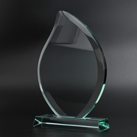 Plaques de récompense en verre de jade poli en forme de goutte d'eau, écologiques, personnalisables, trophées en cristal sur mesure, vente en gros à prix abordable