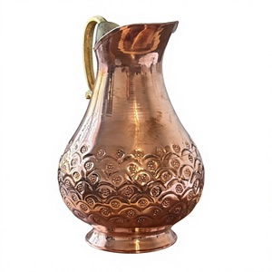 Pichet en cuivre martelé artisanal, écologique et classique, avec couvercle, capacité de 1,7 L, pour les boissons - Product Image 6
