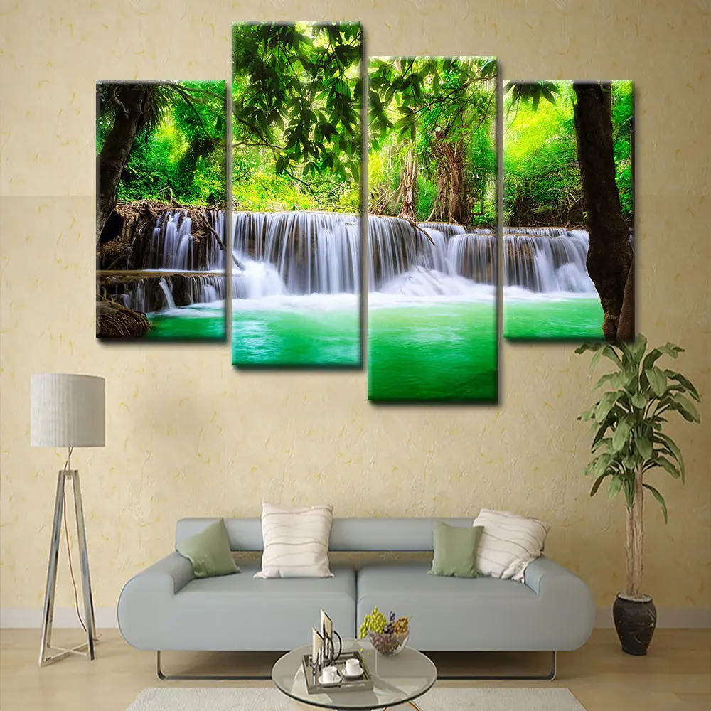 Decoration Wall Art Craft Landscape Prints Abstract Home Modern Paintings 5 Piece Oil Decorative Waterfall Canvas Painting
