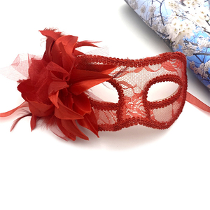 Máscara de ojos de media cara para adultos, estilo Venecia, para Halloween, con <span class=keywords><strong>tela</strong></span> brillante y flores de hilo, máscara de plástico - Product Image 5