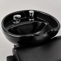 Fauteuil de Barbier Professionnel Matelassé Effet Diamant HZ9018Z – Unité de Lavage de Luxe pour Salon avec Cuvette en Céramique et Accoudoir Chromé