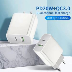 Dual <b>USB</b> Type <b>C</b> Charger <b>Adapter</b> EU <b>Plug</b> 20W PD QC3.0 Fast Charging Phone Charger for Smartphones - Product Image 5