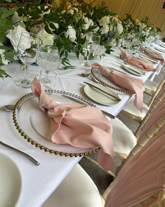 حفل زفاف 13 بوصة لوحة أكريليك مستديرة مزخرفة واضحة مع حافة الخرز الذهبي للحدث ، - Product Image 4