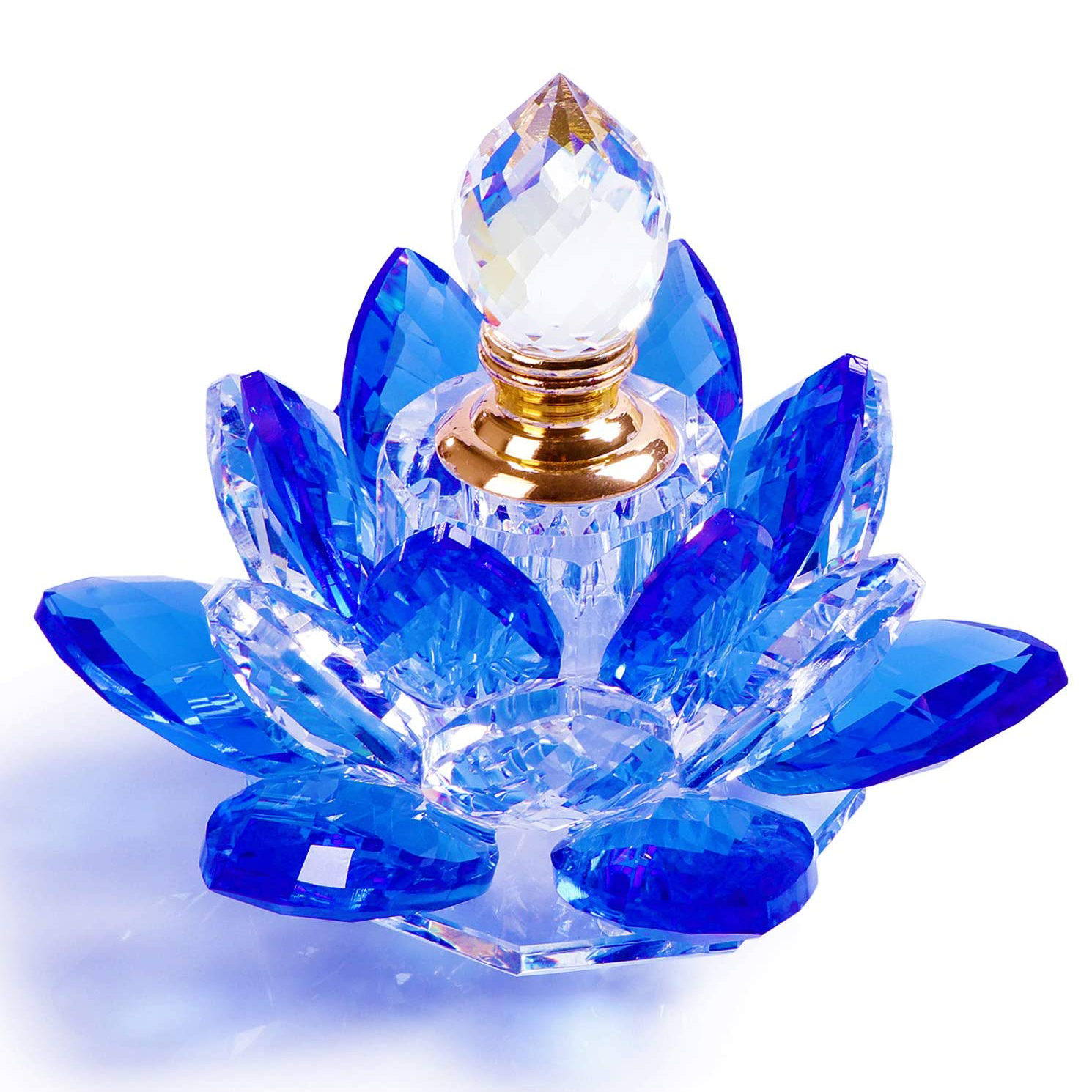 Nachfüllbare dekorative Lotus Flower Sapphire Sparkle Parfüm flasche für Geschenke