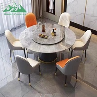 Wayon Luxus-Esstisch aus gesintertem Stein mit Lazy Susan, runder Tisch mit italienischer Ananas-Basis, modernes minimalistisches Set für Zuhause