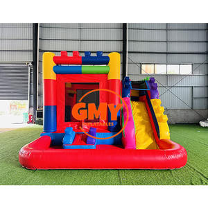 Location de fête bloc coloré toboggan gonflable maison de rebond Blokowa Dmuchana Zjezdzalnia avec souffleur d'air - Product Image 5