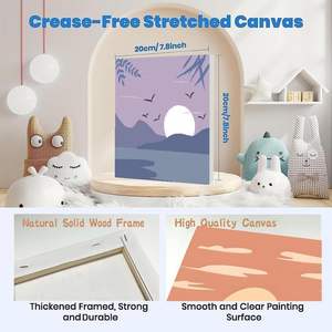 Lot <span class=keywords><strong>de</strong></span> 4 kits <span class=keywords><strong>de</strong></span> <span class=keywords><strong>peinture</strong></span> par numéros encadrés pour enfants, paysage <span class=keywords><strong>de</strong></span> <span class=keywords><strong>coucher</strong></span> <span class=keywords><strong>de</strong></span> <span class=keywords><strong>soleil</strong></span>, toile DIY, <span class=keywords><strong>peinture</strong></span> <span class=keywords><strong>acrylique</strong></span>, facile pour débutants, décoration murale, 8x8 pouces - Product Image 2