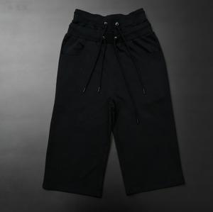 Shorts amples noirs pour hommes, longueur genou, avec double cordon de serrage, coupe ample, personnalisables, vente en gros - Product Image 5