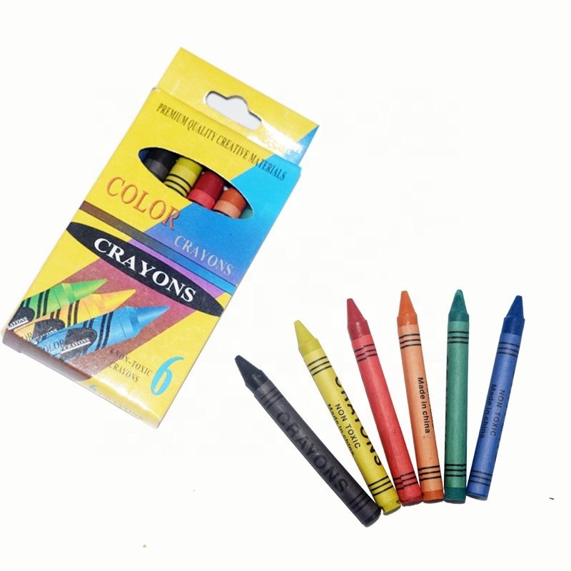 Promotional Packing 6 Pcs 0.8cm Crayon Set Non-toxic Colorful Wax Crayon for children