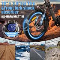 Vélo pliant CMACEWHEEL 20 pouces à pneus larges, moteur brushless 500W, batterie lithium 48V, 7 vitesses, suspension avant en alliage d'aluminium