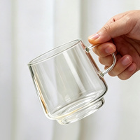 Mug en verre borosilicate de haute qualité avec poignée, tasse en verre transparent à base épaisse pour jus, café, thé, usage domestique