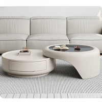 Table basse pour salon, petite table en pierre pour appartement, style moderne simple et luxueux, crème italienne, populaire sur internet, meuble TV