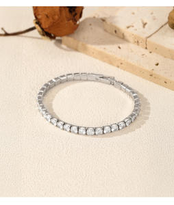 Cadena de tenis y anillo delicado de plata de ley 925 chapada en oro con circonita cúbica, estilo Hip Hop Bling, joyería de regalo - Product Image 4