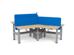 Escritorio Eléctrico Moderno <span class=keywords><strong>de</strong></span> Altura Ajustable con Doble Motor y Ángulo <span class=keywords><strong>de</strong></span> 120 Grados, Sistema <span class=keywords><strong>de</strong></span> Oficina en Clúster para 3 Personas, Paneles <span class=keywords><strong>de</strong></span> Privacidad, Gestión <span class=keywords><strong>de</strong></span> Cables - Product Image 3