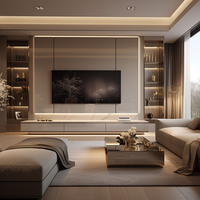 Meuble TV moderne multifonctionnel en bois durable avec éclairage LED, design tendance pour salon, bon prix