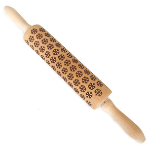 <span class=keywords><strong>Noël</strong></span> cerf impression rouleau à pâtisserie orme bois Laser sculpture gaufrage rouleau à pâtisserie biscuits et Biscuits rouleau à pâtisserie - Product Image 2