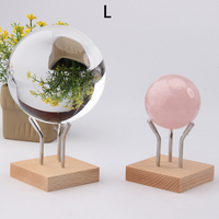 Nouveau support pliable en métal et bois au design moderne pour présentoir de cristaux 6,5x6,5 – Support pour boules de pierres précieuses et minéraux
