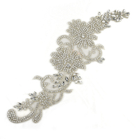 Applique en strass perlée faite à la main pour corsage de robe de mariée, vente en gros, petite quantité, paire ou pièce unique