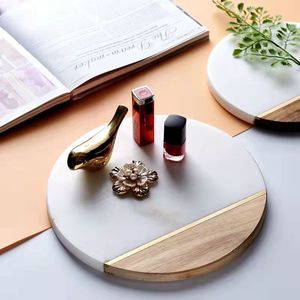 Tábua de Corte Redonda de Mármore <span class=keywords><strong>100</strong></span>% Natural com Design Popular Estilo Nórdico e Base de Acácia para Uso Doméstico - Product Image 5