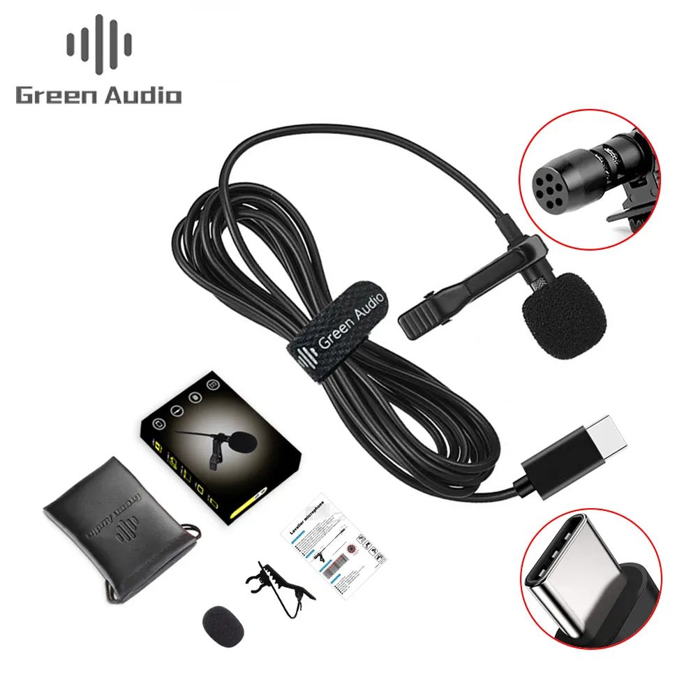 Type C Mini Lapel Lavalier Clip-on Condenser Microphone Mic for Android iOS Mobile Phone USB Microphone with 2M Length EPT Cable