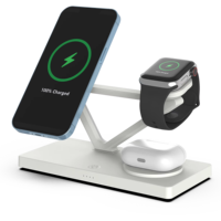Smart Products 2025 Chargeur intelligent 15W Chargeur rapide sans fil 3 en 1 Chargeur sans fil pour montre Iphones 15 Pro Max