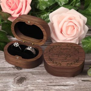Caja para Anillo de Boda para Propuesta de Matrimonio, Soporte para Anillo de Compromiso, Regalo para el Día de la Boda, Caja de Almacenamiento de Anillos Rústica de Madera Hecha a Mano - Product Image 4