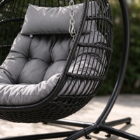 Fauteuil suspendu en rotin PE tressé avec coussin à séchage rapide, siège individuel, style européen pour terrasse extérieure, balcon, jardin