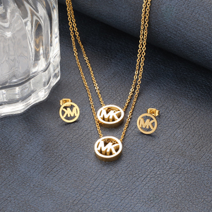 Ensembles de <span class=keywords><strong>Bijoux</strong></span> en Acier Inoxydable MK pour Femmes, Collier Pendentif de Mode pour <span class=keywords><strong>Femme</strong></span>, <span class=keywords><strong>Cadeau</strong></span> Américain, Chaîne de Fête, Mariage - Product Image 5