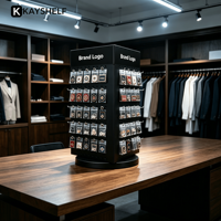 Présentoir de Comptoir Rotatif à 3 Faces en Métal avec Revêtement Poudré, Unité d'Affichage de Boutique de Bureau Personnalisable