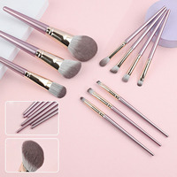 10 pièces ensemble de pinceaux de maquillage professionnel cosmétique manche en bois cheveux synthétiques yeux Blush ombre applicateur pinceau de maquillage outils