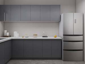 Gabinete de Cocina de Madera Contrachapada con Acabado en Laca Gris Brillante, con Protector Contra Salpicaduras y Gran Espacio de Almacenamiento - Product Image 2