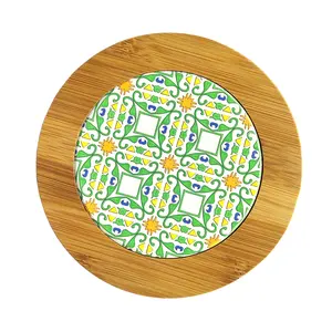 Set di 4 Sottobicchieri <span class=keywords><strong>in</strong></span> <span class=keywords><strong>Ceramica</strong></span> Rotondi Boho Ecologici Personalizzati con Design Stampato, Diametro 20cm, Marca ODM - Product Image 1