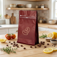Sachet personnalisé à huit soudures latérales avec valve de dégazage, pochette refermable à fermeture éclair pour grains de café, aliments pour animaux, thé, noix grillées, emballage en feuille d'aluminium
