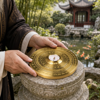 Vente en gros usine : Disque de Feng Shui gravé en laiton émaillé dur, rotatif, avec motif Bagua multi-cercles, ornement de doigt et de sac