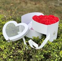 Boîte cadeau rotative à double couche en forme de cœur avec ruban, boîte à clapet en PVC, boîte cadeau pour fleurs
