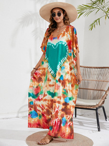 Robes Kaftan pour femmes, <span class=keywords><strong>grande</strong></span> <span class=keywords><strong>taille</strong></span>, <span class=keywords><strong>robe</strong></span> de plage d'été avec imprimé et motif de bain - Product Image 5