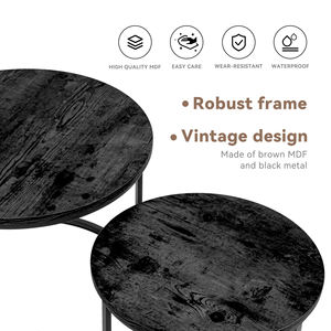 Mesa de Centro Moderna Encajable, Mesas Auxiliares Circulares de Madera para Espacios Pequeños, Sala de Estar, Balcón, Oficina, Muebles Duraderos para el Hogar - Product Image 2