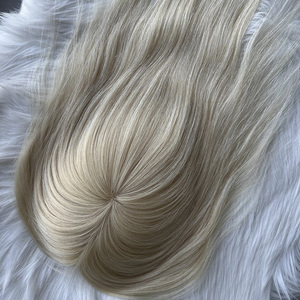 Großhandel Ombre Goldbraune Ansätze Haarteile Hochwertige Russische Echthaar Seidenbasis Spitzen-Haarteile für Weiße Frauen - Product Image 3
