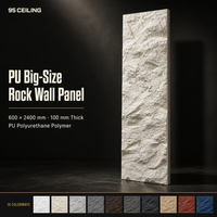 Panneaux muraux décoratifs en PU sans joint, texture roche montagneuse, 2400 mm, relief monolithique large format pour vitrines