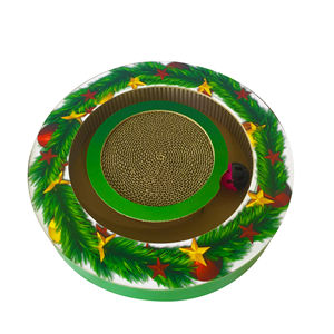 Tempat tidur kucing menggaruk tempat tidur dengan bola plastik interaktif daur ulang kepadatan tinggi karton bergelombang - Product Image 1