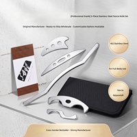 Kit de 5 gratte-muscles en acier inoxydable IASTM pour massage des fascias avec sac à fermeture éclair Gua Sha