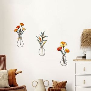 Rustic Metal <b>Flower</b> Vase Sculpture Artistic Home Office <b>Wall</b> Decoration Craft - Product Image 2