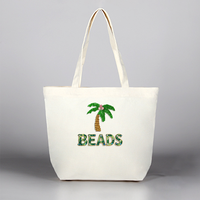 Sacs fourre-tout en toile brodés de perles personnalisables |   Initiales brodées personnalisées avec perles |   Sacs en toile personnalisés de couleur unie