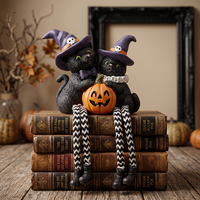 Halloween-Eulen-Statue aus Harz mit Kürbis und hängenden Beinen, Gothic-Dekor im Holzschnitzstil, Heimdekoration, Großhandel, Fabrik, OEM