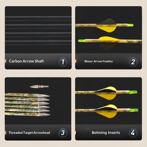 Flèches en carbone de haute qualité 6,2 mm ID 30 pouces, rectitude ±0,003 pouces, spine 300/350/400, ailettes Blazer, pour <span class=keywords><strong>arc</strong></span> à poulies - Product Image 3