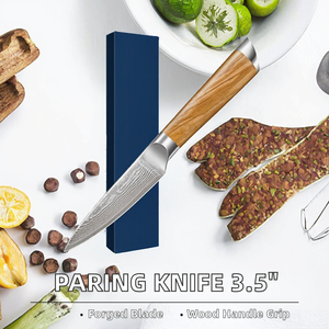Couteau à éplucher professionnel, lame ondulée en acier inoxydable de 3,5 pouces, manche en bois, écologique, ambidextre, pour une utilisation en cuisine - Product Image 2