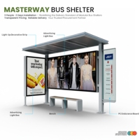 Abri de bus en aluminium moderne avec grand panneau d'affichage et affichage de la carte d'itinéraire