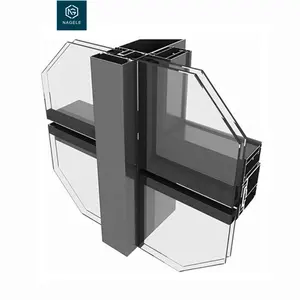 invisible frameless double glass curtain wall for building system aluminium curtain wall for commercial building glass